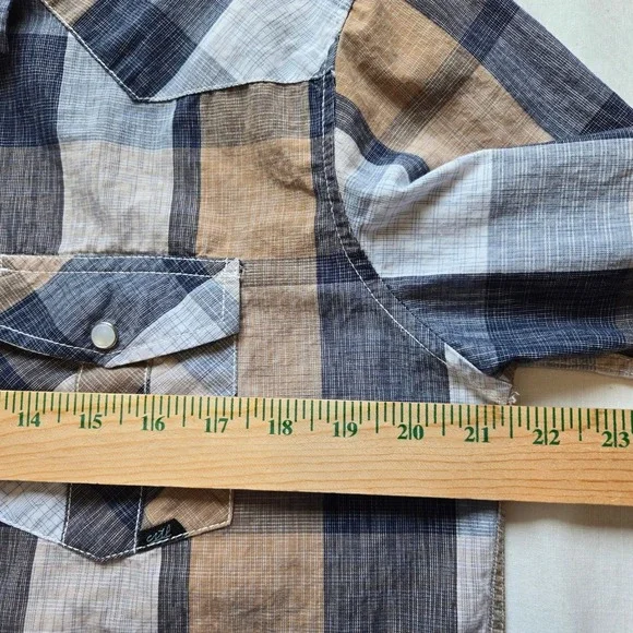 Coastal‎ Western Shirt Plaid Pearl Snap Button Up Cowboy Rodeo Medium - Picture 5 of 9